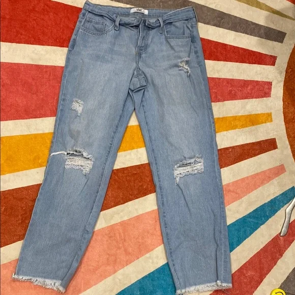YMI Women's Light Blue Distressed Jeans rolled waist - Picture 3 of 8